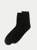 Unisex Cashmere Trim Knit Bed Socks Black- Gobi Cashmere