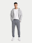 Men's Cashmere Jogger Dim Gray worn by model, front view on white background