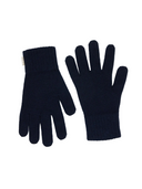 Essential Knit Cashmere Gloves in navy color, featuring a snug rib-knit cuff for warmth and durability.