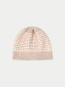 Waffle Knit Cashmere Hat Warm Grey  detail view on white background