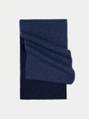 Cashmere Reversible Scarf Navy Blazer  detail view on white background