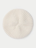 Textured Knit Beret White  detail view on white background
