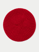Textured Knit Beret Chili Pepper detail view on white background
