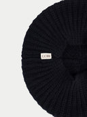 Textured Knit Beret Black front view on white background #color_black