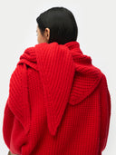 Women wearing a red knitted cashmere sweater and scarf on a white background #color_fiery-red