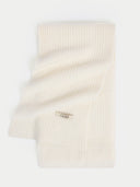 Wide Rib Knit Scarf White detail view on white background
