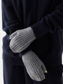 Rib-Knit Cashmere Gloves Dim Gray - Gobi Cashmere