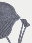 Ultimate Warmth Knit Tie Hat Dim Gray detail view on white background
