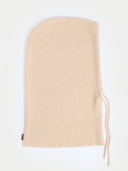  Cashmere Balaclava Beige side view on white background
