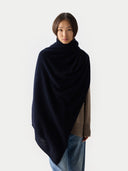 Lightweight Cashmere Shawl Navy Blazer   worn by model, detail view on white background