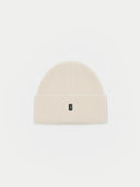 Ribbed Chunky Beanie Beige detail view on white background
