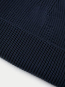 Ribbed Chunky Beanie Navy Blazer  detail view on white background
