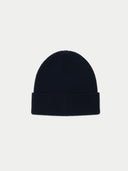 Ribbed Chunky Beanie Navy Blazer  detail view on white background
