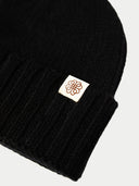 Unisex Beanie Black detail view on white background