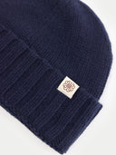 Unisex Beanie Navy Blazer detail view on white background
