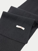 Fisherman Knit Scarf Black detail view on white background