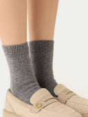 Unisex Cashmere Rib Knit Bed Socks Dim Gray detail view on white background #color_gray