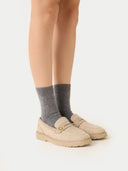 Unisex Cashmere Rib Knit Bed Socks Dim Gray detail view on white background