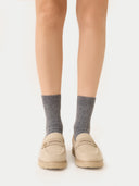 Unisex Cashmere Rib Knit Bed Socks Dim Gray detail view on white background