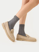 Unisex Cashmere Rib Knit Bed Socks Dim Gray detail view on white background #color_gray