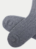 Unisex Cashmere Rib Knit Bed Socks Dim Gray detail view on white background