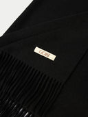 Wide Fringe Scarf Black - Gobi Cashmere #color_black