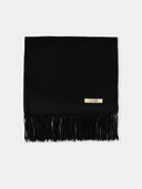 Wide Fringe Scarf Black - Gobi Cashmere #color_black