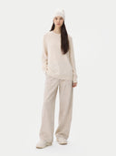 Cashmere € 99 Hat & Sweater Set Off White  worn by model, front view on white background