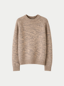 Unisex Mouline Cashmere Sweater Oxford Tan detail view on white background