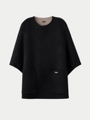 Women's Patch Pocket Cashmere Poncho Jacket Dark Navy detail view on white background
