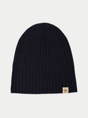 Cashmere Rib Knit Hat Navy Blazer detail view on white background