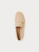 Unisex Beige Cashmere Loafers detail view on white background