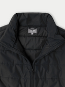 Black puffer jacket with 'Gobi' brand label on a white background