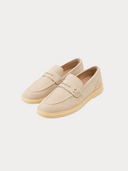 Unisex Beige Cashmere Loafers detail view on white background