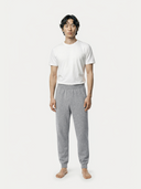 Men's Cashmere Sweatpants Grey worn by model, front view on white background