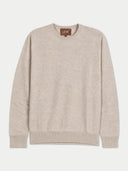 A light beige knit crewneck sweater with a brown GOBI brand label at the collar, displayed flat against a light gray background.