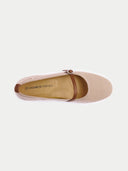 Pair of beige shoes with brown straps on a light gray background #color_nougat-brown
