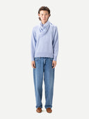 Men wearing Triangular Cashmere Scarf Cashmere Blue  a white background
