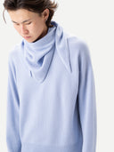 Men wearing Triangular Cashmere Scarf Cashmere Blue  a white background