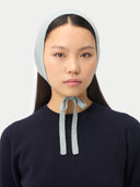 Grey Cashmere Bonnet For Woman worn by model front view on white background