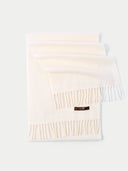 Organic Colour Cashmere Woven Scarf Off White - Gobi Cashmere