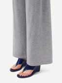 Women's Wide-Leg Cashmere Pants High Rise  worn by model, front view on white background