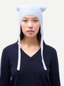 Earflaps hat Illusion Blue  worn by model front view on white background