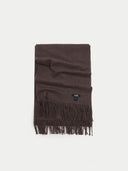 Cashmere Fringed Scarf Cocoa detail view on white background