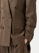 Double-Breasted Cashmere Suit Blazer Sepia - Gobi Cashmere