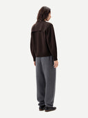 Cashmere Crewneck Twin Set Mole worn by model, back view, on white background