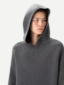 Men wearing a gray hoodie on a white background