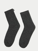 Unisex Cashmere Trim Knit Bed Socks Charcoal detail view on white background