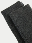 Unisex Cashmere Trim Knit Bed Socks Charcoal detail view on white background