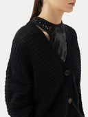 Black cardigan on a light gray background.  #color_garphite_black